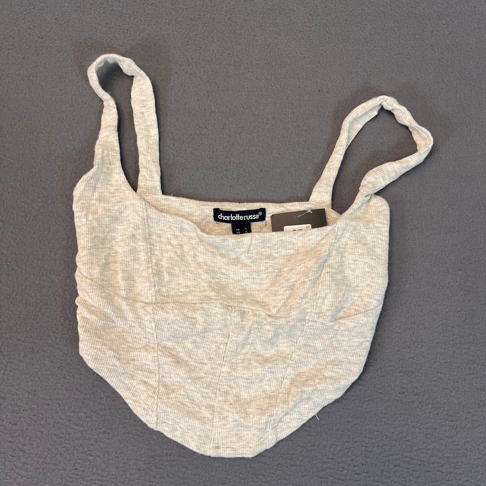 Charlotte Russe Womens Small Heather‎ Gray Tank Top Sleeveless Basic Circle NWT